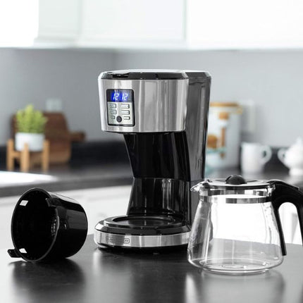 Cafetera Black+Decker CM1331S‑LA | 12 Tazas | 975 W | Digital Programable 24 h | Vortex™ | Acero Inoxidable