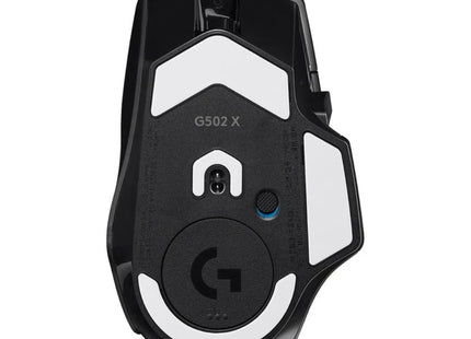 Mouse Gaming Logitech G502 X Lightspeed vista trasera con puerto de carga USB-C