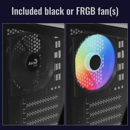 Case Gaming AeroCool CS-111-G-BK-V2 | Mini Torre ATX | Panel Lateral de Vidrio Templado | 3 Ventiladores FRGB | Negro