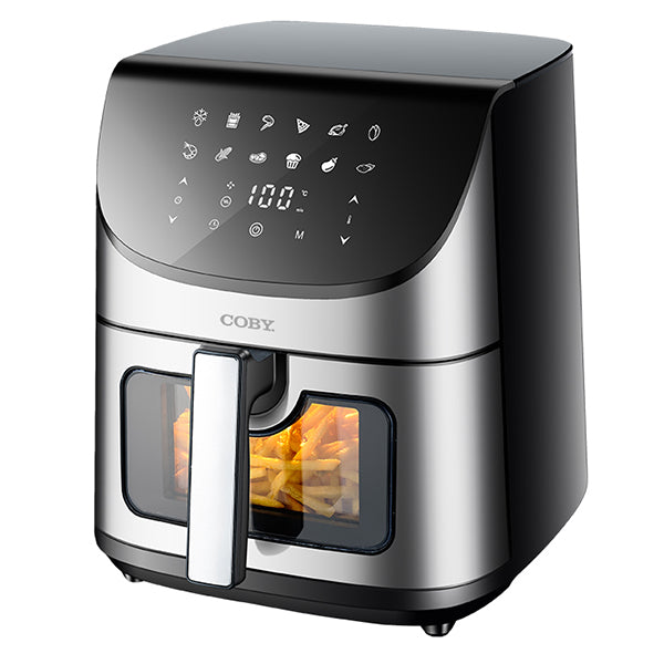 Coby CrispPro Advanced CY-AIRF-8LDH-DG-SS-W Freidora de Aire Digital 8 L 1700 W con Ventana