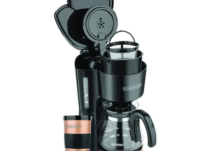 Cafetera Black+Decker CM0755BC | 5 Tazas | 800 W | 4 en 1 (Mug/Taza/Carafe/Pour‑over) | Negro–Cobre