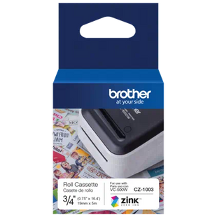 Rollo cinta etiqueta Brother CZ1003 blanca 19mm para impresión térmica directa