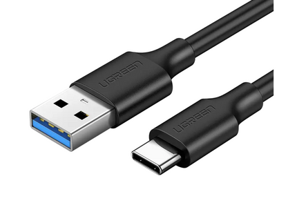 Cable UGREEN US184 USB-A 3.0 a USB-C de 2 metros color negro vista frontal