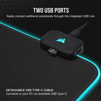 Mouse Pad Gaming Corsair MM700 RGB Extended 3XL | Iluminación RGB | Superficie Textil | Base Antideslizante | USB Passthrough