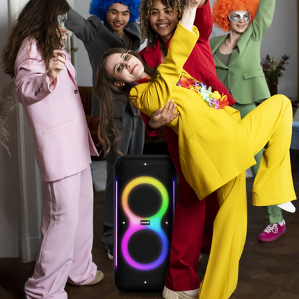 Parlante RGB Moonki Bossa Max Bluetooth | 2.0 Estéreo | 60W RMS | Luces LED | Batería Recargable