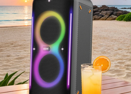 Parlante RGB Moonki Bossa Max Bluetooth | 2.0 Estéreo | 60W RMS | Luces LED | Batería Recargable