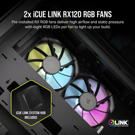 Case Gaming Corsair 2500X | Media Torre | Doble Cámara | Vidrio Templado | iCUE LINK RX RGB | Black