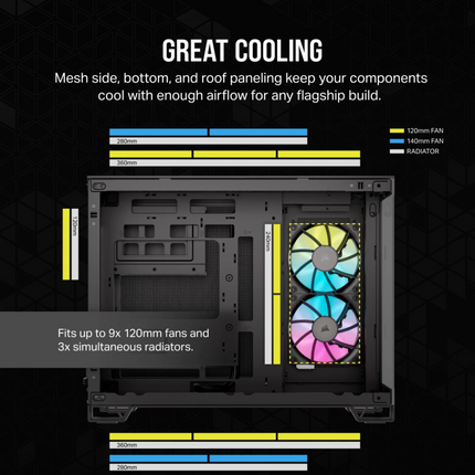 Case Gaming Corsair 2500X | Media Torre | Doble Cámara | Vidrio Templado | iCUE LINK RX RGB | Black