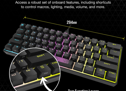 Teclado Gaming Corsair K65 MINI | 60% | Mecánico | RGB | USB | Inglés