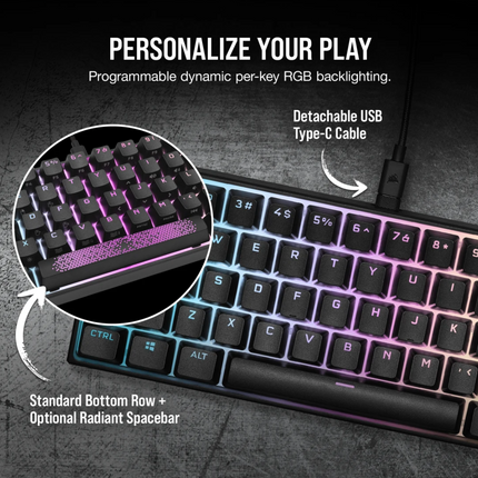 Teclado Gaming Corsair K65 MINI | 60% | Mecánico | RGB | USB | Inglés