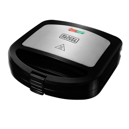 Sandwichera Panini Xpress Black+Decker PAN24535 | 700 W | Placas Profundas Antiadherentes | Acero Inoxidable
