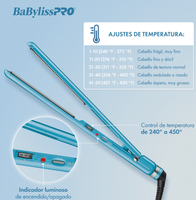 BaBylissPRO Plancha Nano Titanium 1 1/4" Celeste