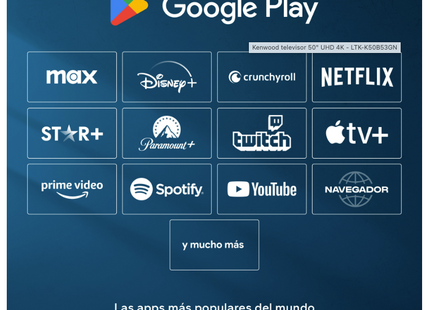 Pantalla 50" Kenwood UHD 4K Smart, LTK-K50B53GN