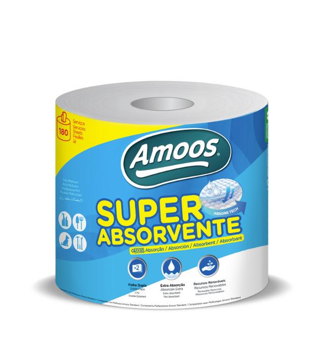 Amoos toalla mayordomo super absorbente doble hoja 180 h paq 6 und J624510