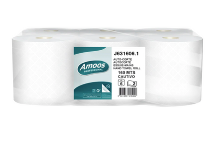 Amoos toalla de manos 160 mts doble hoja pk 6 rollos J631606.2