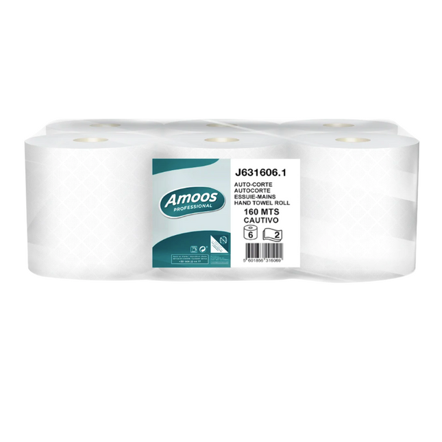 Amoos toalla de manos 160 mts doble hoja pk 6 rollos J631606.2