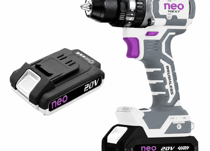 NEO NEXT Taladro Percutor Atornillador Inalámbrico 20 V 4 Ah 13 mm 80 Nm, T1280/20K2-4