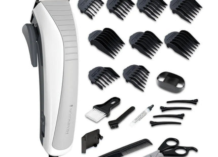 Cortadora de Cabello Remington HC4050 (110) F | 22 Piezas Incluidas | Cuchillas de Acero Inoxidable Autoafilables | Uso con Cable | Kit Familiar Completo