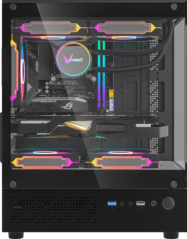 Case ARGB Formula V Line Crystal Z1CM Plus Black AR 4711401663218 | Mini Tower | Micro-ATX Mini-ITX | RGB | 3 Ventiladores ARGB 120mm