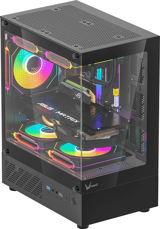 Case ARGB Formula V Line Crystal Z1CM Plus Black AR 4711401663218 | Mini Tower | Micro-ATX Mini-ITX | RGB | 3 Ventiladores ARGB 120mm