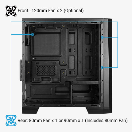 Case Gaming AeroCool Cylon Mini BG RGB | 1 Abanico | Vidrio Templado | 13 Modos ARGB | Negro