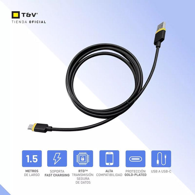 Cable Thonet & Vander Kupfer | USB-A a USB-C | 1.5m | Carga y Datos