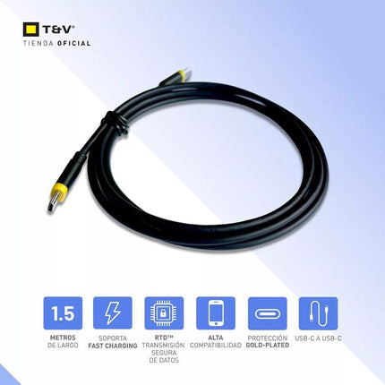 Cable USB-C Thonet & Vander Energie | 1.5m | Carga rápida | USB-C a USB-C