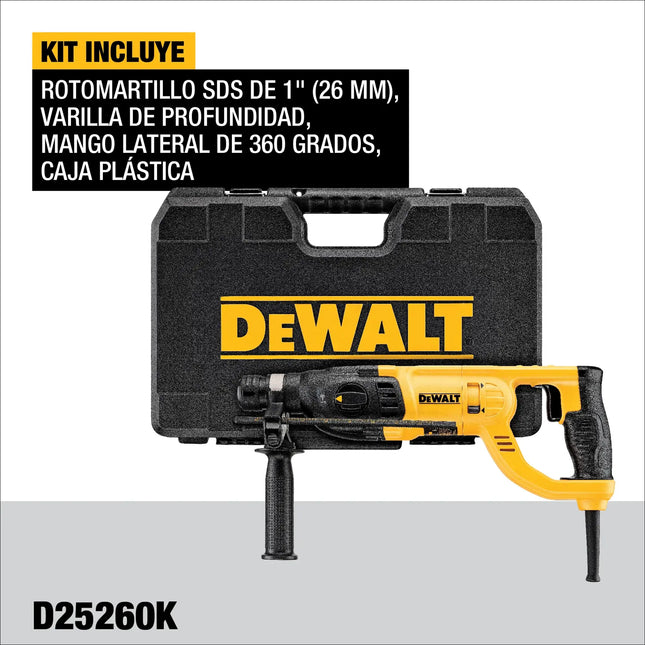 DEWALT rotomartillo D25260K-B3 contenido del kit