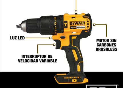 Taladro percutor DEWALT DCD7781 20V MAX con luz LED y motor sin carbones