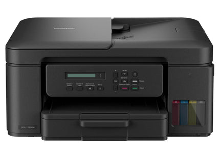 Impresora Brother DCP-T730DW vista frontal con pantalla LCD y bandeja de papel