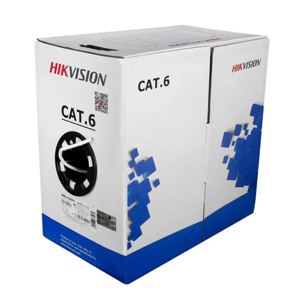 Cable UTP Cat 6 Hikvision DS-1LN6-UE-W(O-STD) | 23AWG | 305 mts | 100% Cobre | UL | Blanco | Uso Red y CCTV