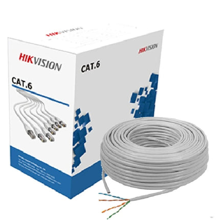 Cable UTP Cat 6 Hikvision DS-1LN6-UE-W(O-STD) | 23AWG | 305 mts | 100% Cobre | UL | Blanco | Uso Red y CCTV