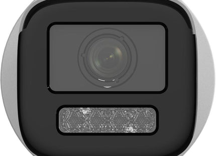 Cámara IP Hikvision 4MP vista lateral mostrando conectores y antena