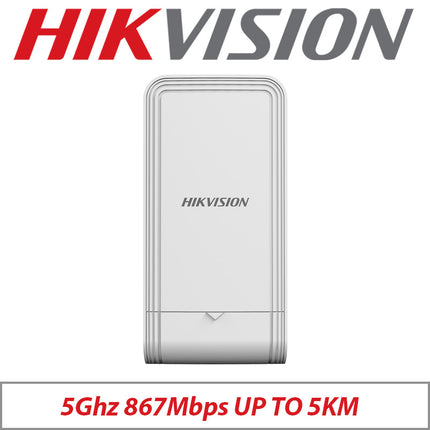 Punto de Acceso Inalámbrico Hikvision DS-3WF02-5AC/D | 5GHz | 867Mbps | MIMO 2x2 | Hasta 5km