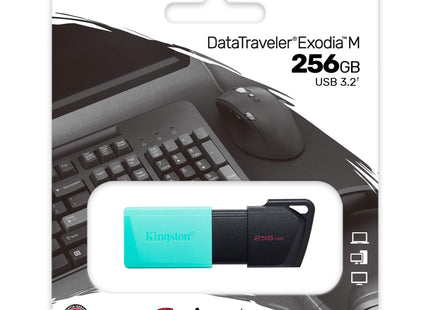Memoria USB Kingston Exodia M | 256GB | USB 3.2 Gen 1 | Black/Teal | DTXM/256GB