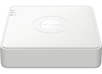 DVR Hikvision 4 canales vista trasera mostrando conectores BNC, HDMI y puertos de red