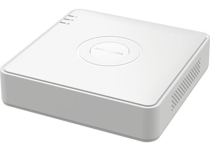 Grabador NVR Hikvision DS-7104HGHI-M1/T vista frontal con panel de control y indicadores LED