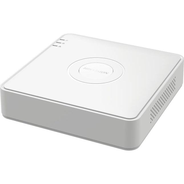 Grabador NVR Hikvision DS-7104HGHI-M1/T vista frontal con panel de control y indicadores LED