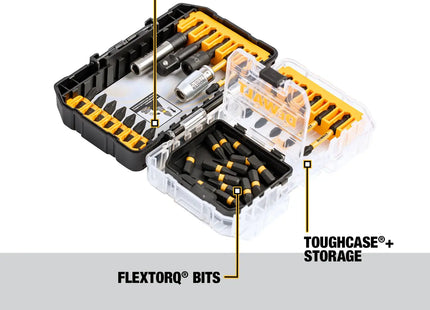 DEWALT DWANGFT32SET FLEXTORQ® Set de Puntas para Atornillar IMPACT READY® con Sistema TOUGHCASE®+ 32 Piezas