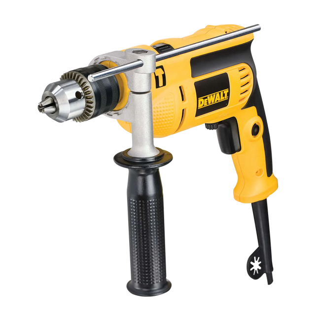 Taladro percutor DEWALT DWD024-B3 con mango lateral y llave de mandril