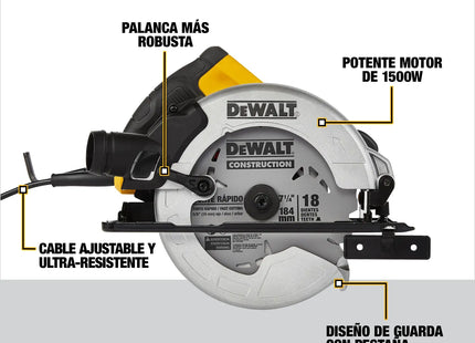 DEWALT sierra circular DWE5615-B3 motor 1500W y caracteristicas