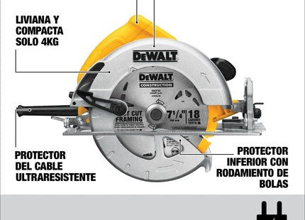DEWALT sierra circular DWE575-B3 motor 1800W y caracteristicas