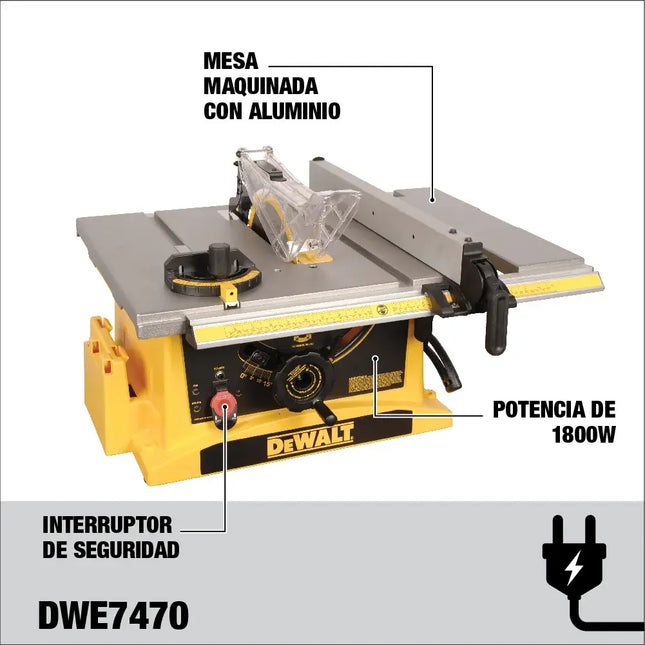 DEWALT DWE7470-B3 mesa de aluminio maquinado con motor de 1800W
