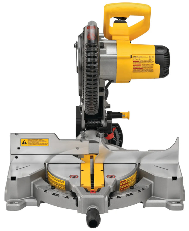 DEWALT DWS713 vista frontal con mango amarillo