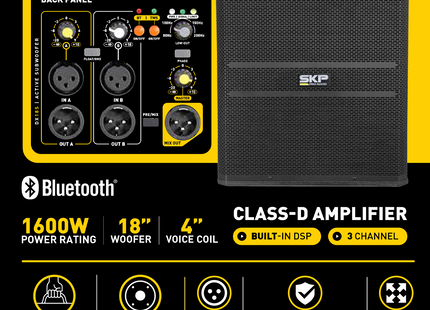 SKP DX18S subwoofer activo 18 pulgadas - vista general