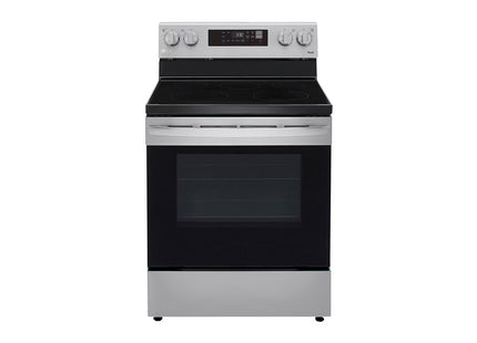 Estufa eléctrica LG LREL6321S vista frontal completa con panel de control digital