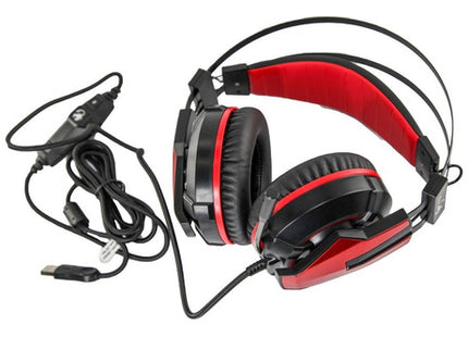 Headset Gaming Genius HS-G710V | 7.1 Surround | Vibración | USB | Micrófono con Cancelación de Ruido | Negro/Rojo