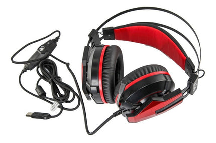 Headset Gaming Genius HS-G710V | 7.1 Surround | Vibración | USB | Micrófono con Cancelación de Ruido | Negro/Rojo