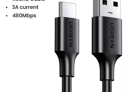 Conector USB-C macho del cable UGREEN US184 vista de cerca
