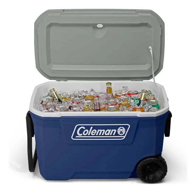 Coleman 2179153 Hielera con Ruedas 62 qt 58,7 L para 101 Latas Azul Twilight